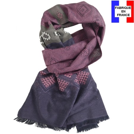 Echarpe mérinos et soie Santiag rose