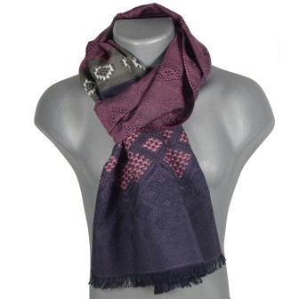 Echarpe mérinos et soie Santiag rose