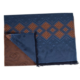 Echarpe mérinos et soie Santiag bleue