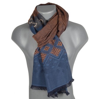 Echarpe mérinos et soie Santiag bleue