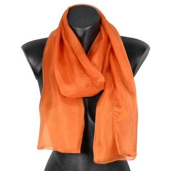 Foulard mousseline soie orange fabriqué en France