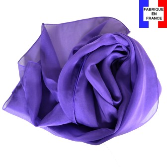 Foulard mousseline soie prune fabriqué en France