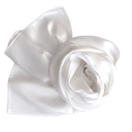 Echarpe en satin de soie blanche