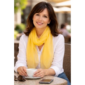 Foulard mousseline soie jaune fabriqué en France