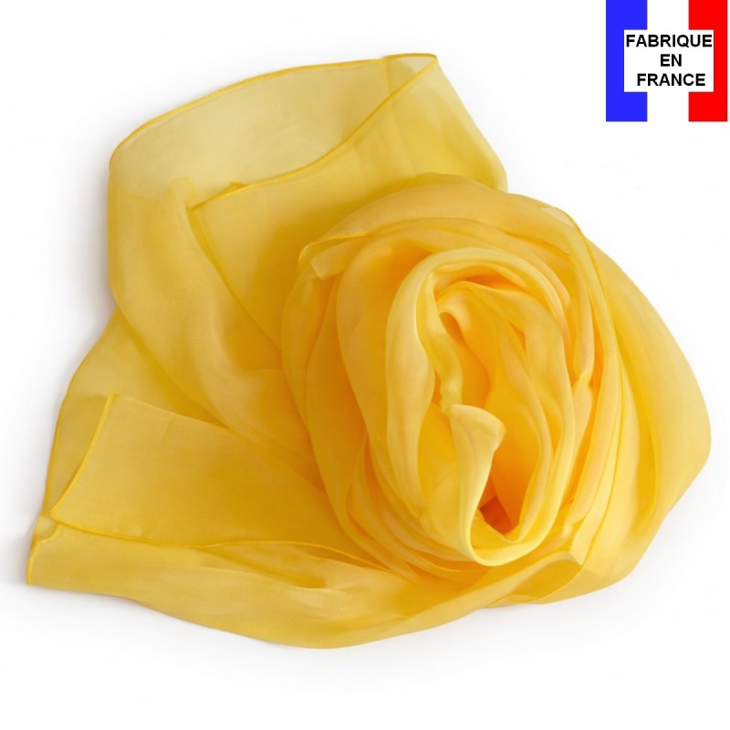 Foulard mousseline soie jaune fabriqué en France