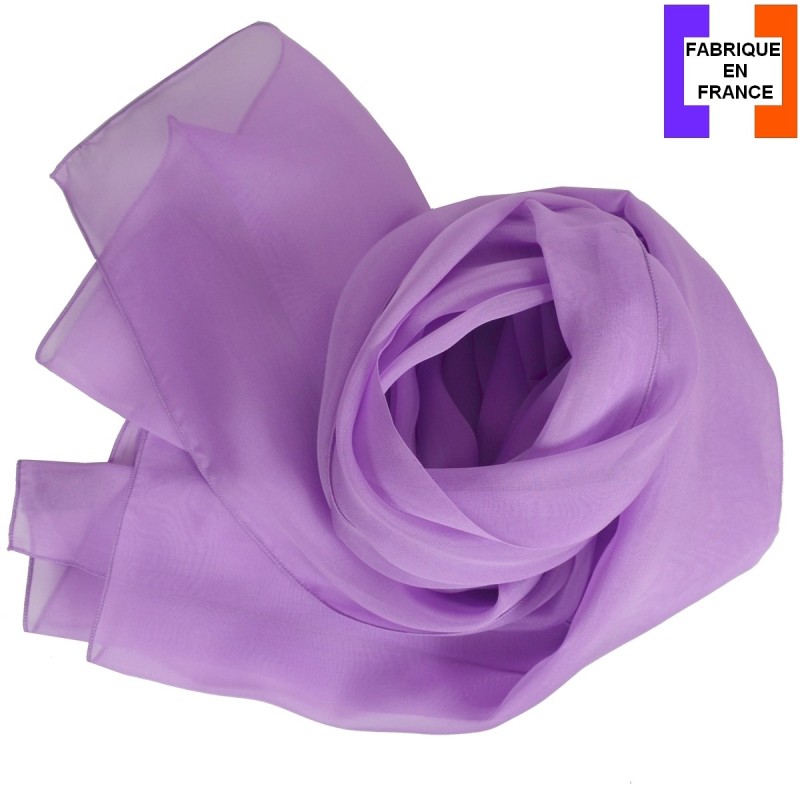 Foulard mousseline soie parme fabriqué en France