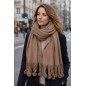 Echarpe taupe 20 pompons
