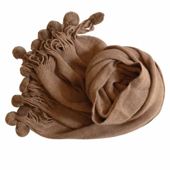 Echarpe taupe 20 pompons