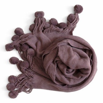 Echarpe violine 20 pompons