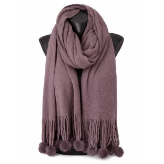 Echarpe violine 20 pompons