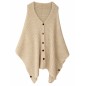 Poncho tricoté à boutons beige clair