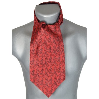 Foulard ascot à petites fleurs vert rouge