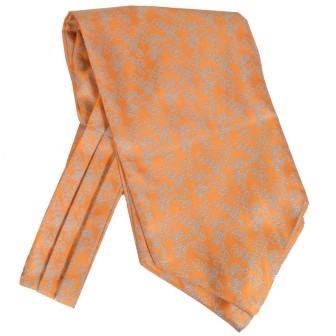 Foulard ascot à petites fleurs orange