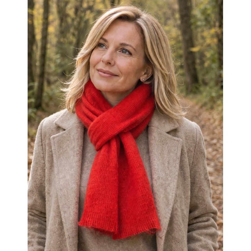 Echarpe mohair Mylène rouge fabriquée en France
