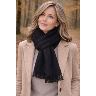 Echarpe mohair Mylène noire fabriquée en France