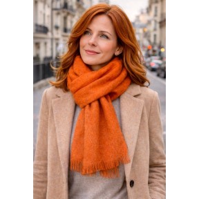 Echarpe mohair Mylène orange fabriquée en France