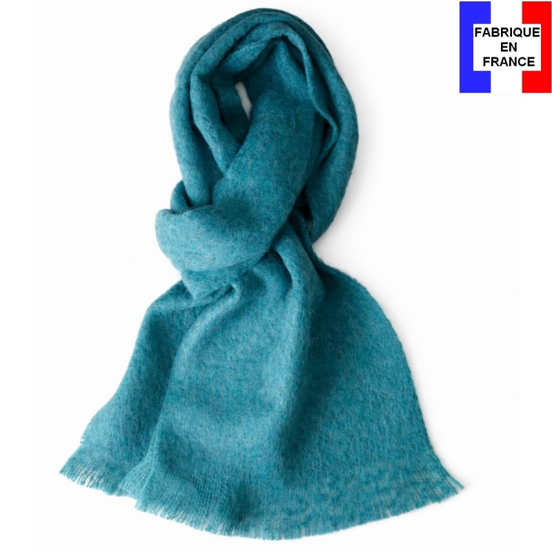 Echarpe mohair Mylène turquoise fabriquée en France