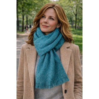 Echarpe mohair Mylène turquoise fabriquée en France