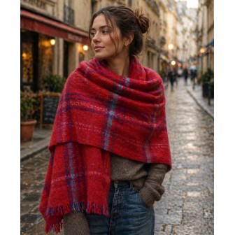 Châle mohair Maestro rouge fabriqué en France