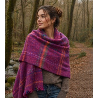 Châle mohair Maestro rose fabriqué en France