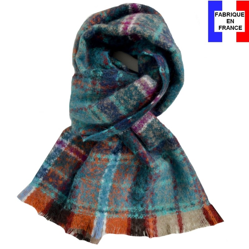 Echarpe mohair Mandarin bleue made in France