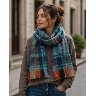 Echarpe mohair Mandarin bleue made in France