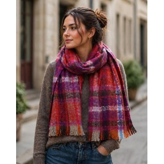 Echarpe mohair Mandarin rouge made in France
