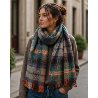 Echarpe mohair Mandarin verte made in France