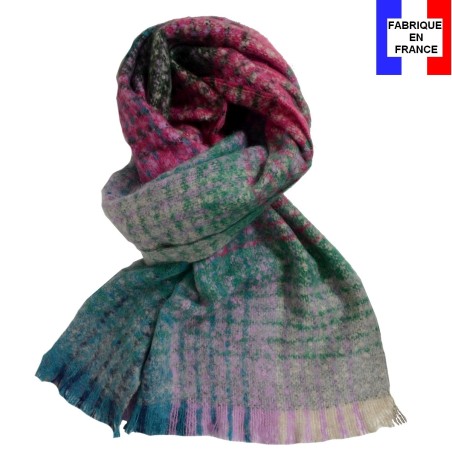 Echarpe mohair Mararita rose verte made in France