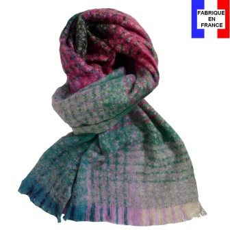 Echarpe mohair Margarita rose verte made in France