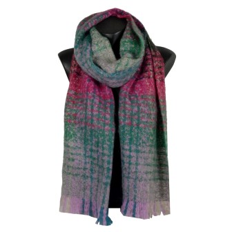 Echarpe mohair Margarita rose verte made in France