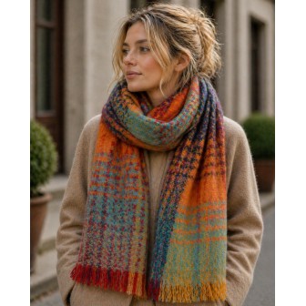 Echarpe mohair Margarita orange verte made in France