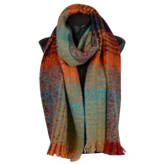 Echarpe mohair Margarita orange verte made in France