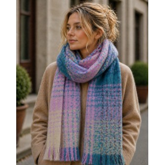 Echarpe mohair Margarita mauve made in France