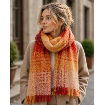 Echarpe mohair Margarita rouge made in France