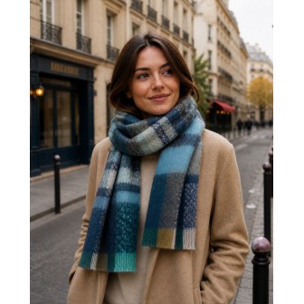Echarpe mohair Musc bleue made in France