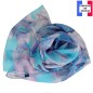Foulard en soie pivoine bleu fabriqué en France